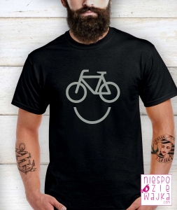 koszulka czarna niespodziewajka happy bike szara